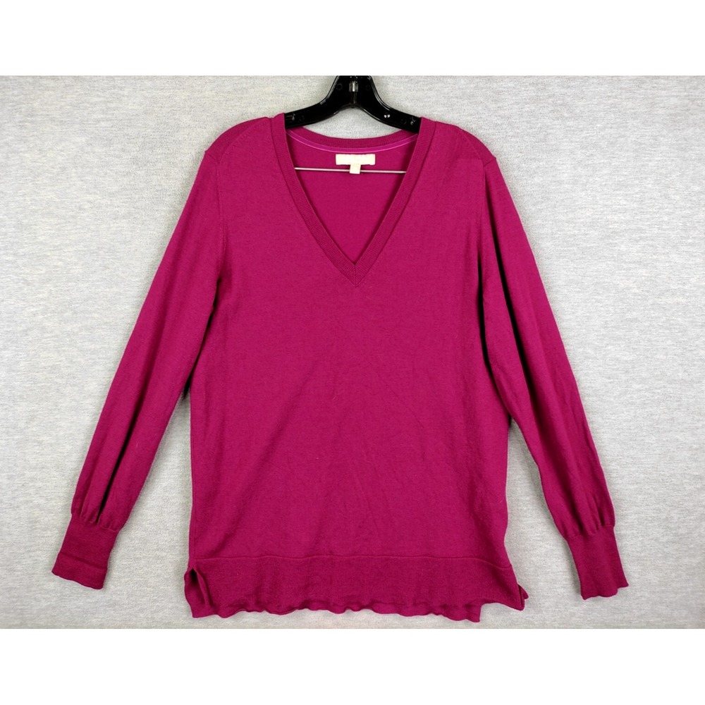 Banana Republic Womens‎ Sweater XL Red Maroon Merino Wool Pullover Cozy Holiday